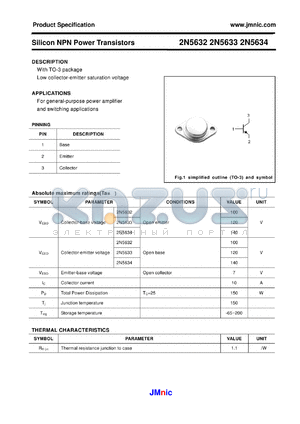 2N5634 datasheet - Silicon NPN Power Transistors