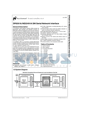 DP8391 datasheet - SNI Serial Network Interface