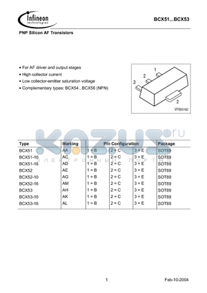 BCX51 datasheet - PNP Silicon AF Transistors