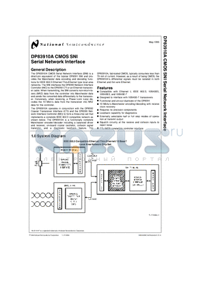 DP83910AN datasheet - CMOS SNI Serial Network Interface