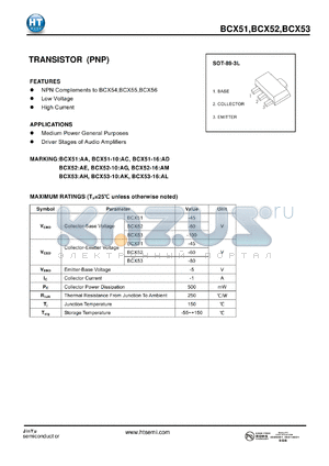 BCX51 datasheet - TRANSISTOR (PNP)