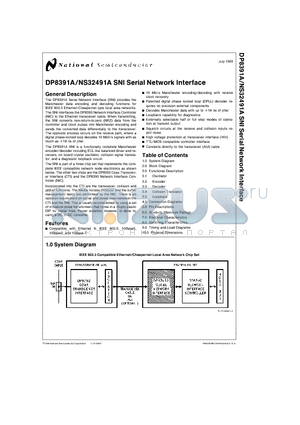 DP8391AV datasheet - SNI Serial Network Interface