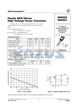 2N5657 datasheet - Plastic NPN Silicon High-Voltage Power Transistor