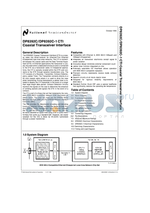 DP8392CV datasheet - CTI Coaxial Transceiver Interface