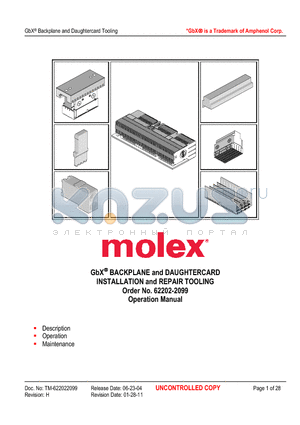 0622022015 datasheet - GbX BACKPLANE and DAUGHTERCARD INSTALLATION and REPAIR TOOLING Operation Manual