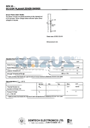 BZX55/C47 datasheet - SILICON PLANAR ZENER DIODES