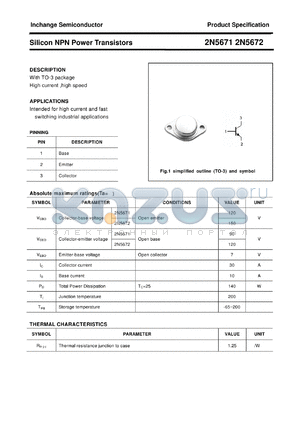 2N5672 datasheet - Silicon NPN Power Transistors