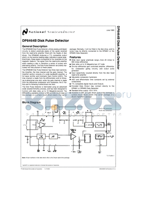 DP8464BN-3 datasheet - Disk Pulse Detector