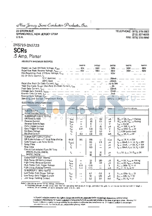 2N5720 datasheet - SCRS 5AMP, PLANAR