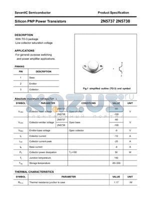 2N5737 datasheet - Silicon PNP Power Transistors