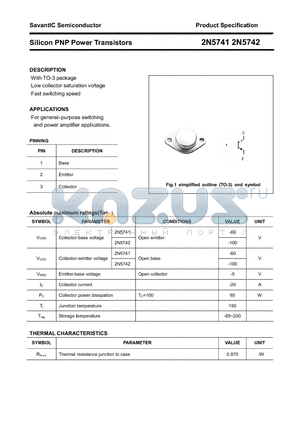 2N5741 datasheet - Silicon PNP Power Transistors