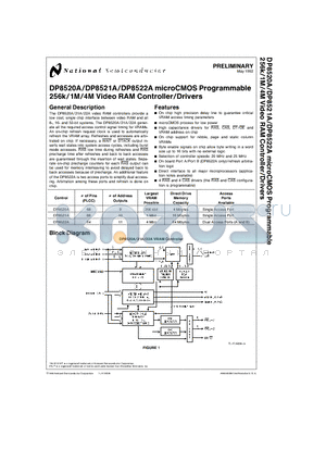 DP8521A datasheet - DP8520A/DP8521A/DP8522A microCMOS Programmable 256k/1M/4M Video RAM Controller/Drivers