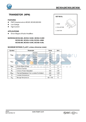 BCX56 datasheet - TRANSISTOR (NPN)