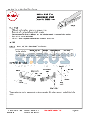 0638100104 datasheet - HAND CRIMP TOOL Specification Sheet