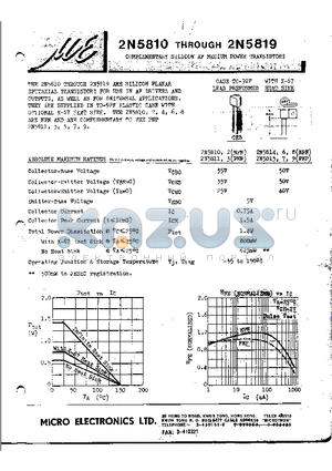 2N5811 datasheet - COMPLEMENTARY SILICON AF MEDIUM POWER TRANSISTOR