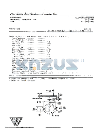 2N5838 datasheet - SI NPN POWER BJT