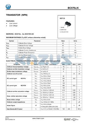 BCX70J datasheet - TRANSISTOR (NPN)