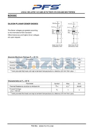 BZX55C datasheet - AXIAL SILASTIC GUARD JUNCTION STANDARD RECTIFIER