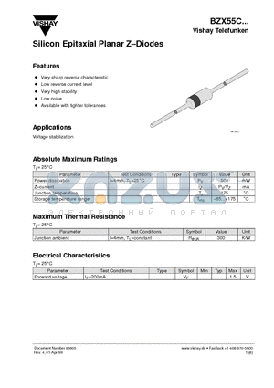 BZX55C10 datasheet - Silicon Epitaxial Planar Z-Diodes