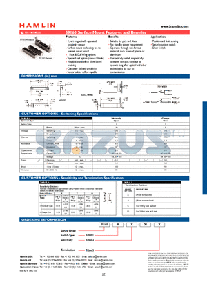 59160-3-S-C datasheet - Surface Mount Features and Benefits