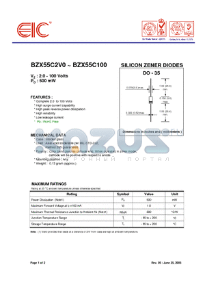 BZX55C10 datasheet - SILICON ZENER DIODES