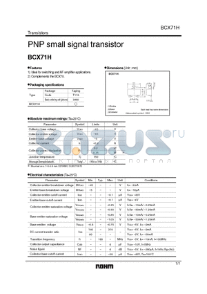 BCX71H datasheet - PNP small signal transistor