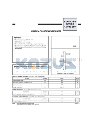 BZX55C10BSC datasheet - SILICON PLANAR ZENER DIODE