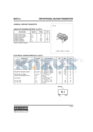 BCX71J datasheet - PNP EPITAXIAL SILICON TRANSISTOR