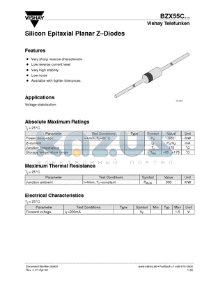 BZX55C12 datasheet - Silicon Epitaxial Planar Z-Diodes