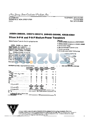 2N5954 datasheet - Silicon N-P-N and P-N-P Medium-Power Transistors