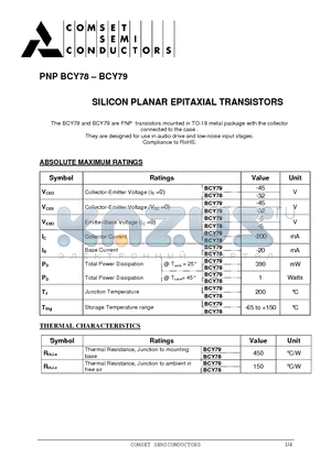 BCY78 datasheet - SILICON PLANAR EPITAXIAL TRANSISTORS