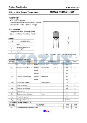 2N5990 datasheet - Silicon NPN Power Transistors