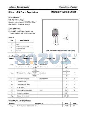 2N5991 datasheet - Silicon NPN Power Transistors