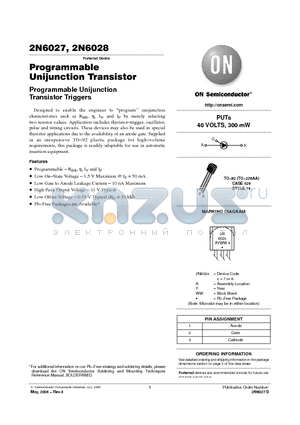 2N6027RLRAG datasheet - Programmable Unijunction Transistor