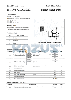 2N6035 datasheet - Silicon PNP Power Transistors