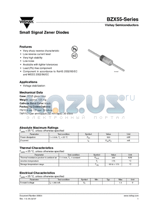 BZX55C22 datasheet - Small Signal Zener Diodes