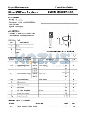 2N6038 datasheet - Silicon NPN Power Transistors