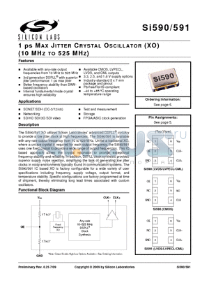 591S148M352DGR datasheet - 1 ps MAX JITTER CRYSTAL OSCILLATOR