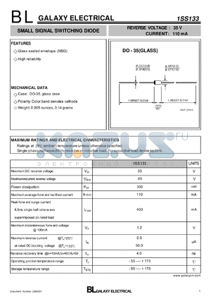 1SS133 datasheet - SMALL SIGNAL SWITCHING DIODE