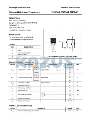 2N6045 datasheet - Silicon NPN Power Transistors