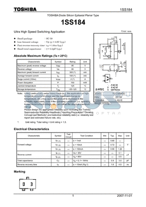 1SS184 datasheet - Ultra High Speed Switching Application