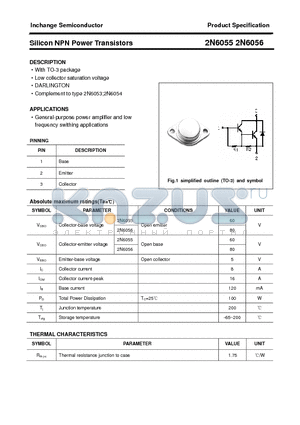 2N6055 datasheet - Silicon NPN Power Transistors