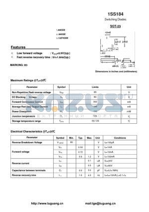 1SS184 datasheet - Switching Diodes