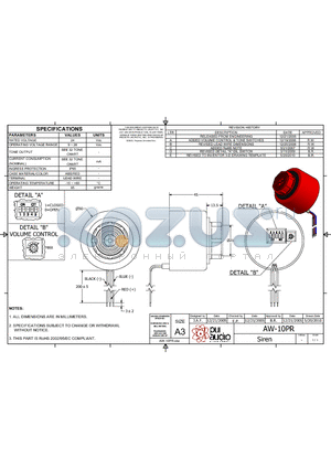 AW-10PR datasheet - Siren