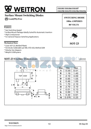 1SS190 datasheet - Surface Mount Switching Diodes 100m AMPERES 80 VOLTS