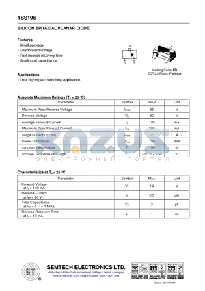 1SS196 datasheet - SILICON EPITAXIAL PLANAR DIODE