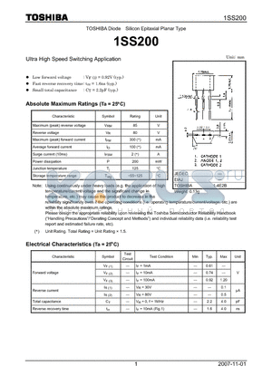 1SS200_07 datasheet - Ultra High Speed Switching Application