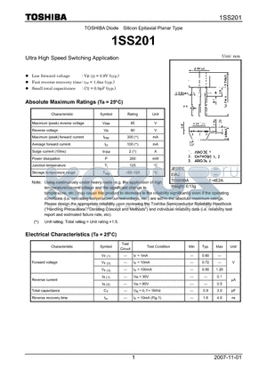 1SS201 datasheet - Ultra High Speed Switching Application