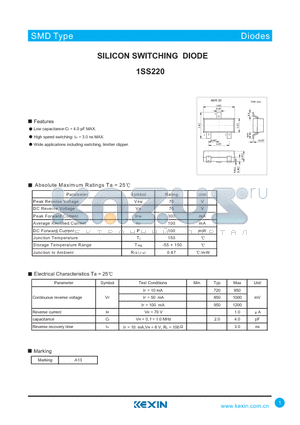 1SS220 datasheet - SILICON SWITCHING DIODE