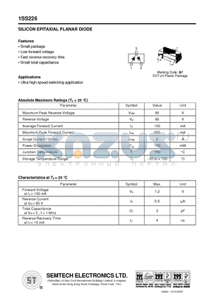 1SS226 datasheet - SILICON EPITAXIAL PLANAR DIODE